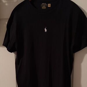 Polo by Ralph Lauren Black Crewneck T-shirt with White Pony Logo